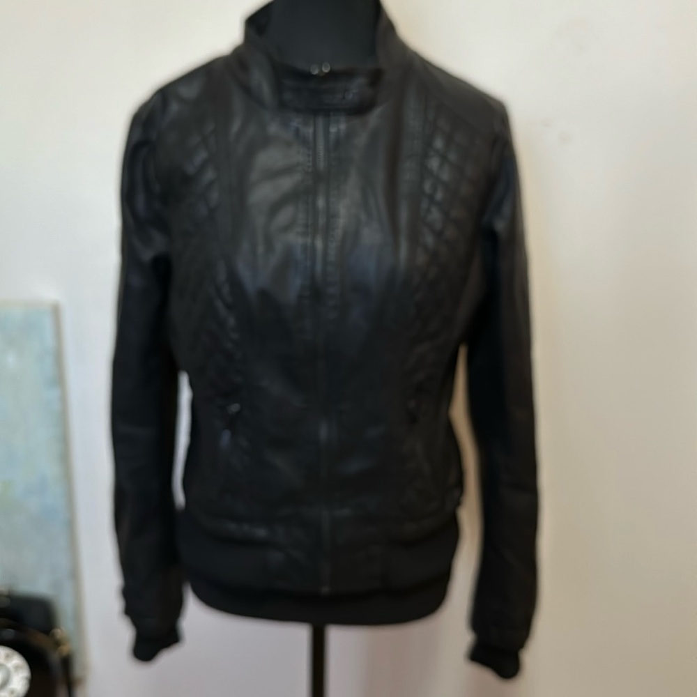 CI SONO black Pleather Jacket size large